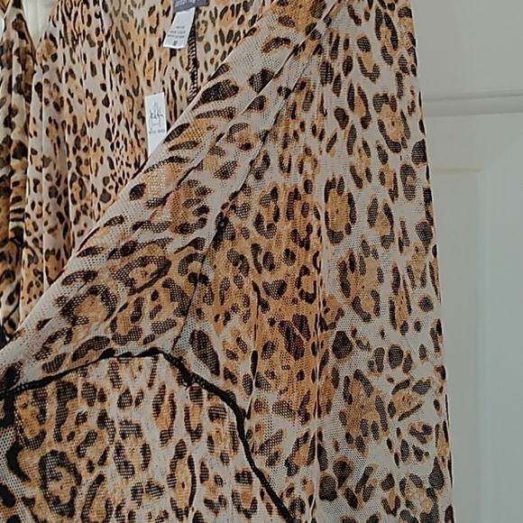 Jordan Taylor Leopard Print Brown & Gold Shear Beach Caftan Coverup M - Picture 11 of 11